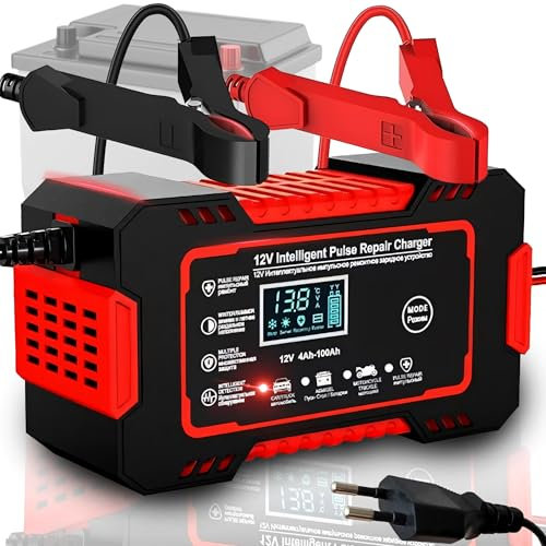 Retoo 10 A Autobatterie Ladegerät 12V 24V KFZ, Batterieladegerät Smart Vollautomatische LCD Temperaturkompensation Reparaturmodus Ladegerät für Auto Motorrad Kleintransporter