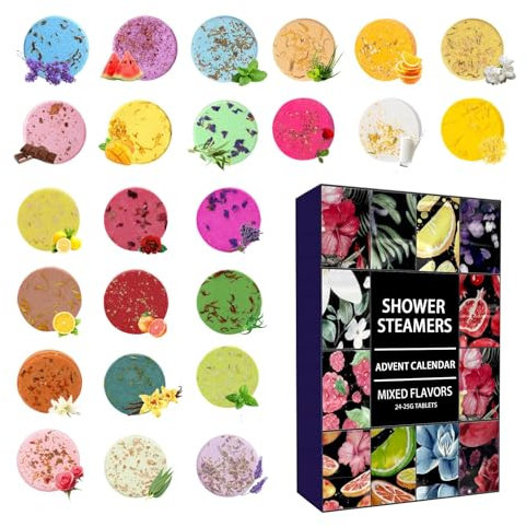 Bombe Da Bagno Calendario Avvento, 24 Giorni Doccia Vapore Calendario Avvento Di Natale, Calendario Conto Alla Rovescia Di Natale Con Vapore Doccia, Regalo Aromaterapia Per Natale Compleanno