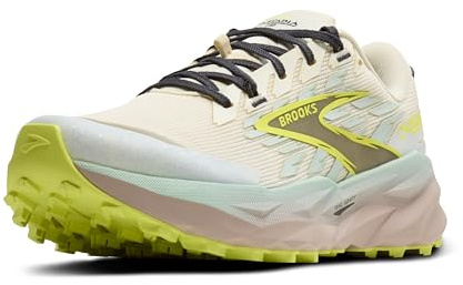 Brooks Women’s Cascadia 19 Mountain Trail Running Shoe - Coconut/Misty Blue/Ebony - 7.5 Medium