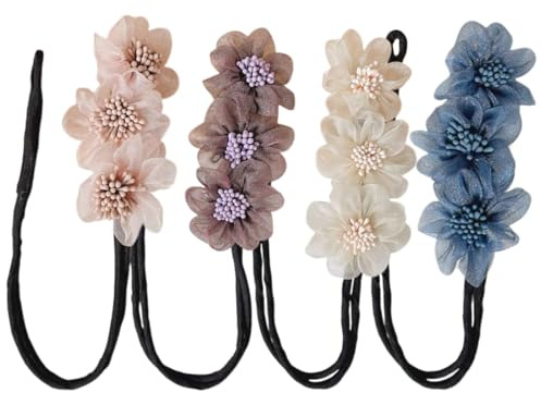 Donne Magico Capelli Chignon Maker, 4 pezzi Ciambella Chignon Accessori Acconciature con Fiore, Acconciature Creatore di Ciambella di Capelli, Ciambella Chignon Accessori, per Bambine e Donne