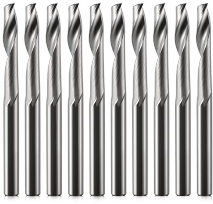 EU_HOZLY - Fresa de 3,175 mm, vástago único, ranura CNC, para mango de aluminio de 3,175 mm, longitud de corte de 17 mm, longitud total de 38 mm, fresadora CNC de aluminio, fresadora CNC, 10 unidades