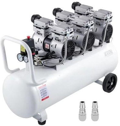 Air Compressor 100L Twin Pressure Gauge with Solenoid Valve - 3HP Oil-Free Ultra Quiet Silent 22 Gallon Oil-Free Compressor
