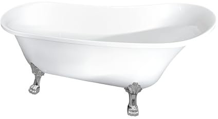 LAVITA Freistehende Badewanne RETRO 1700 Acryl 170x70x77 cm Nostalgie Badewannen Oval Form Stilisierte Acryl-Wanne Freistehend 2 Personen Weiß Glanz Verchromte Wannenfüße Antik