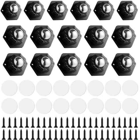 16 Pcs Petite Roulettes pour Meubles Demenagement,Mini Roulettes Pivotantes Auto-adhésives à Billes à 360 Degrés Plates,Roulette pour Meubles Lourd Appareils de Cuisine Boîtes de Rangement Poubelles