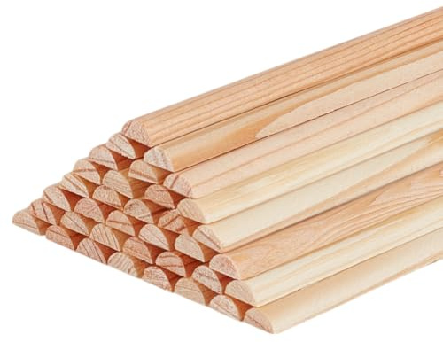 BENECREAT 50pcs Split Wood Dowel Rods, 10cm x 6mm Unfinished Half Round Dowel Rod Wood Sticks for Crafts DIY Feature Wall Log Cabin, Hobby Products