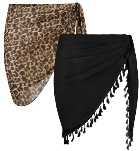 Aomig Kort strandkjol för kvinnor, sommar cover-up baddräkt, sexiga döljande tröjor och sarong, pareo för dam bohemisk strand, lätt strandwrap för bikini