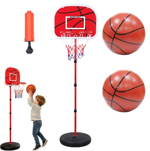 Generisk barnbasketkorg justerbar höjd med 3 bollar och pump | Basketkorg för inomhus för barn, flickor, utomhus, hem, vardagsrum, terrass, trädgård, gård