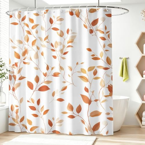 Modernt minimalistiskt duschdraperi, höstblad grenar brun minimalistiskt repetitiv tvättbar med krokar toaletttyg duschdraperier för badrum badkar lägenhet dekoration 200 H x 240 B cm