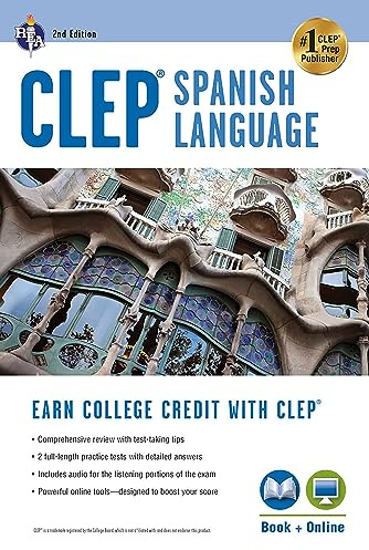 CLEP® Spanish Language: Levels 1 and 2 (Book + Online) (CLEP Test Preparation) (English and Spanish Edition)