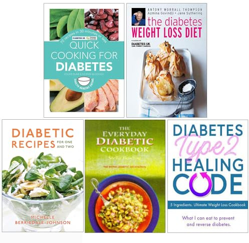 Cottura rapida per il diabete, la dieta dimagrante del diabete, cucina diabetica per uno e due, il libro di cucina diabetico quotidiano, diabete di tipo 2 Codice di guarigione 5 libri Set di raccolta