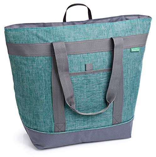 Jumbo Insulated Cooler Bag (Green) with HD Thermal Insulation - Premium, Collapsible Soft Cooler Makes a Perfect Insulated Grocery Bag, Food Delivery Bag, Travel Bag, Beach or Picnic Bags