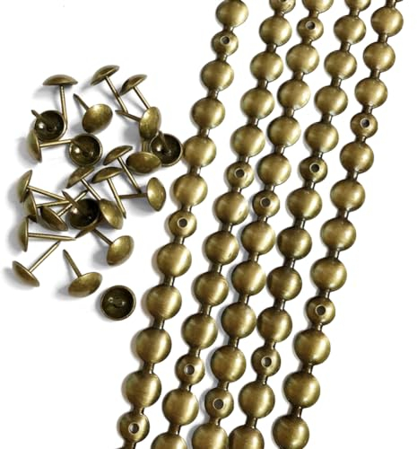 Let's Decorate 5 Meter Polsternägelstreifen, Messing, dekorative Nagelstreifen, Sofa-Zierbänder, Innenbereich, Gartenstuhl, Reißzwecken, passende Reißzwecken (11 mm Messing)