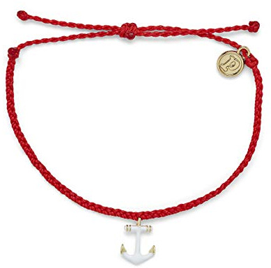 Pura Vida Gold Anchors Away Bracelet - 100% Waterproof, Adjustable Band - Ruby