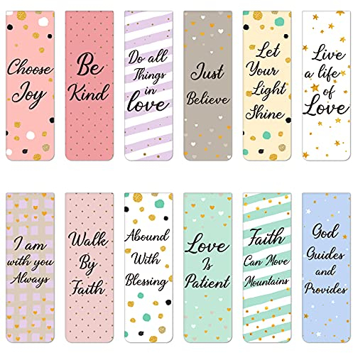 Outus 60 Pcs Christian Magnetic Bookmarks Inspirational Quotes Bible Markers Magnetic Bookmarks Clips Encouraging Positive Magnet Bookmark for Women Teachers Book Lovers School Office Supplies