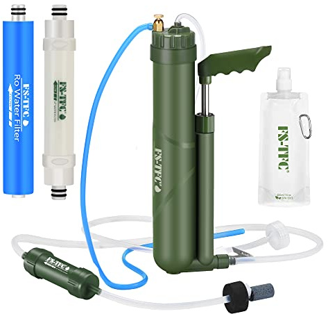 FS-TFC Portable Water Filter Survival Gear High Precision and Large Flow Optional 2 in 1 Water Purification for Hiking, Camping, Travel, and Emergency Preparedness
