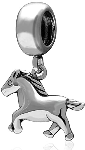 Running Baby Horse Pendant Charms - fit Pandora Animal Necklace Bracelet, 925 Sterling Silver Chinese Zodiac Unicorn Dangle Beads, Gift for Sister/Best Mum/Boy/Girl