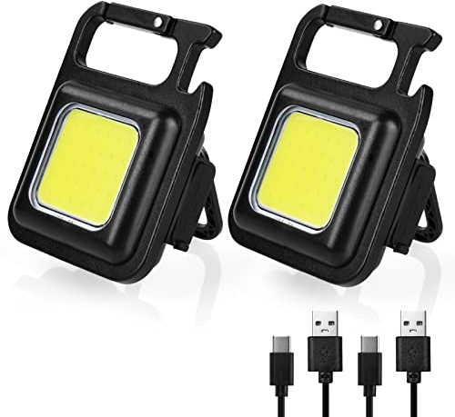 URAQT Mini Torcia Elettrica a LED, 4 Modalità Mini Torcia Portachiavi, 2pz Luce Magnetico Multifunzione, 800 Lumen, Impermeabile, con Apribottiglie, Base Magnetica, per Campeggio/Riparazione/Emergenza