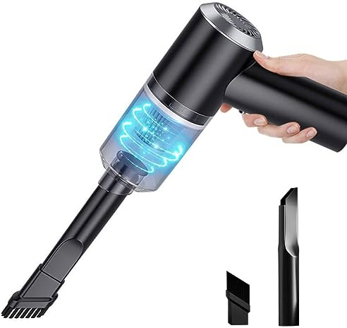 Mini Aspirador Coche Potente, Aspiradora sin Cable Carga USB 6000 Pa 120W, Vacuum Cleaner de Coche Inalámbrico Potente,Negro