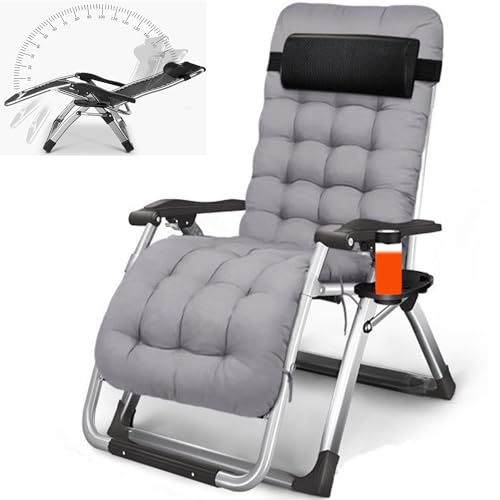 PMFRUG Chaise Longue Pliante, Interieur Inclinable Exterieur Transat Bain de Soleil Fauteuil Relax Jardin 2 en 1 Rembourré Pliant Têtière Amovible Charge Max. 200 Kg
