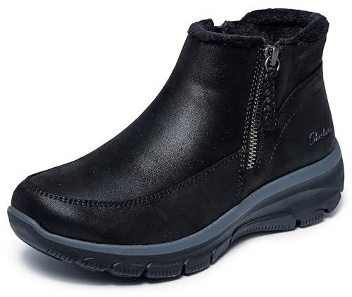 Skechers Botines Planos Relaxed Fit: Easy Going - Intl Mujer Negro-Negro