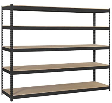 PROREGAL Schwerlastregal Wood Beast Five | HxBxT 250x150x60cm | 5 Ebenen | Fachlast 600kg | Anthrazit | Weitspannregal Werkstattregal