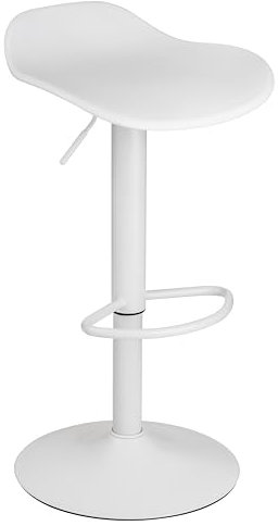 Baroni Home Barhocker mit Verstellbarer Höhe, Barstuhl mit kratzfester Boden und Fußablage, Tresenhocker für Küche, Restaurant und Bar, 41x40x64-86 cm, 1 Stück, Weiß