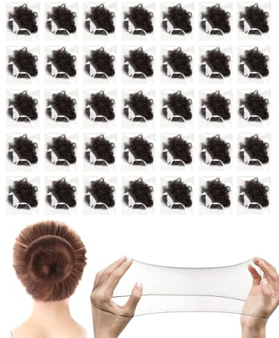KGDUYC Redecillas Pelo Malla con Borde Elástico, 35 Piezas Moño Invisibles, para Niñas, Camareras, Enfermeras y Bailarinas