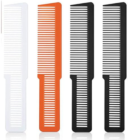 Pettini da barbiere, 4 pettini piatti con parte superiore piatta, con parte posteriore quadrata, taglio da barbiere per creare acconciature e tagli di capelli