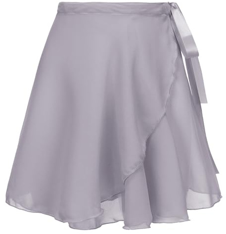 Deesorxin Falda de ballet para mujer, falda envolvente de ballet, disfraz de baile transparente con lazo ajustable en la cintura para adultos y niñas grandes, Gris, Talla única