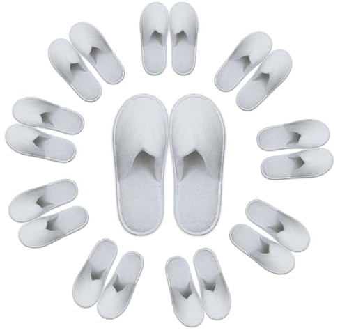 LoNinLoAn 10 Pairs Hotel Slippers, Closed Toe White Spa Slipper, Portable Disposable Towelling Slipers Fit Most Men and Women for Party Guest Travel Home Hotel Use (White)