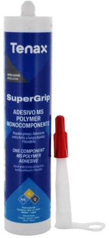 Tenax Super Grip Adesivo 290ml per Fissaggi Universali - Senza Solventi, Resistente a Umidità e UV, per Ceramica, Legno, Metallo, Marmo e Plastica