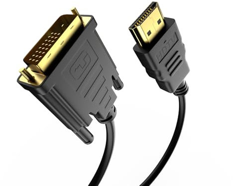 Vecbmn Cavo HDMI a DVI 4K 1.8M, Bidirezionale DVI-D 24+1 a HDMI Adattatore ad Alta velocità, Cavo Adattatore su D-VI a H-DMI, Supporto 1080P Full HD pour Proiettore, Laptop, TV, PC, Lettore DVD, Nero