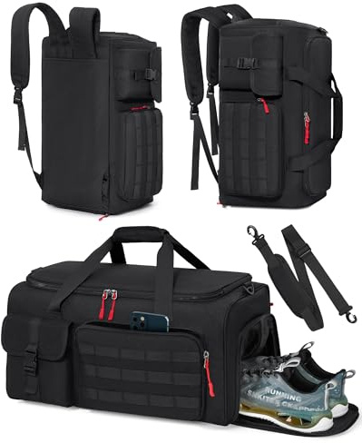 RAINSMORE 3 EN 1 Bolsa Deporte Gimnasio Hombre Mujer Bolsa de Viaje Grande 45L Mochila Función con Compartimento Zapatos y Humeda