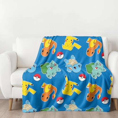 Pokémon Coperta in pile, 130 x 170 cm, con licenza ufficiale, morbida e soffice, certificata Öko-Tex, facile da pulire e durevole, idea regalo per bambini e adulti - Pikachu & Friends