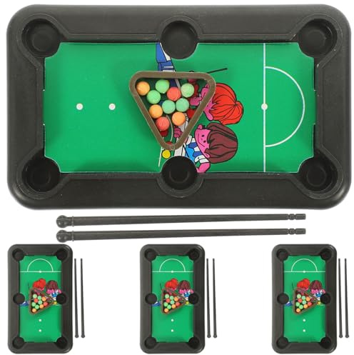 Hohopeti Mini Table de Billard Miniature en Plastique, Lot de 4 Set de Sets de Pièces, Petite Table de Billard D’intérieur pour Adultes et Garçon et Filles Dès 3, Jeu de Snooker de Bureau