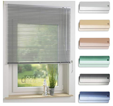 ourdeco® Aluminium-Jalousie / 180 x 160 Silber (Breite x Höhe) / Montage an Wand oder Decke, Premium Alu-Jalousie
