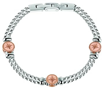 Sector Jewels SADQ35 - Bracciale da uomo in acciaio inox, lunghezza 22 cm, 22 centimeters, Acciaio inossidabile