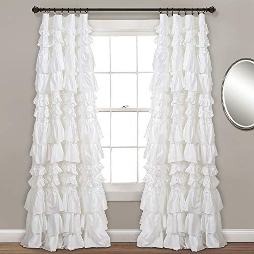Lush Decor, White Kemmy Window Curtain Sing Panel, 84 x 52, 52 W x 84 L