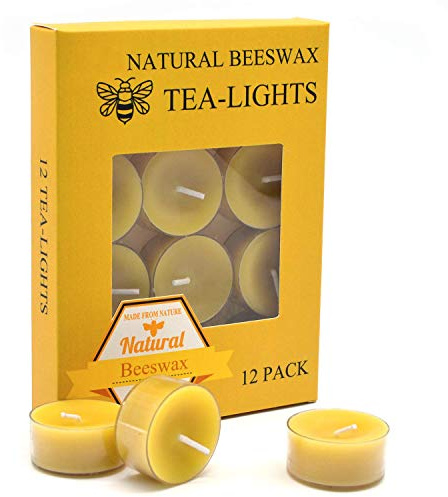 12pcs Natural Beeswax Tealight Candles - Organic Candle Honey Scent Smokeless Clean Burning
