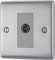 BG Prise électrique simple coaxiale en acier brossé avec insert gris