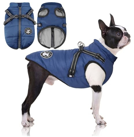 LUOWAN Dog Coats Waterproof, Reflective Outdoor Sports Vest for Dogs, Winter Dog Jacket with Harness for Puppy Small Medium Large Dogs