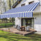Randaco Store Banne Manuel 350 x 300 cm Bleu Blanc, Auvent à Bras articulé pour Balcon, Réglage d'angle (0-30 °), Anti-UV et imperméable, Aluminium/Polyester