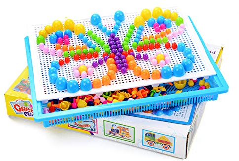 Jeu d'emboîtement Mosaïque Jouets Educatifs pour Enfants DIY Jouets Créatifs Puzzle Colorée Garçons Filles Mosaïque à Emboîter 295 pièces Briques Jeu de Construction Cadeau Anniversaire(295pcs*2)