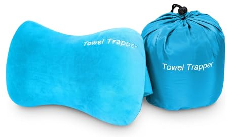 ITSA Towel Trapper | Memory Foam Travel & Beach Pillow | Sunlounger Towel Strap | Portable Pillow | Towel Gripper | Neck Support (Caribbean Blue)