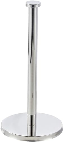 Paper Towel Holder, Brushed Nickel Roll Holder Organizer, Steady Countertop Paper Towel Holder with Weighted Base for Kitchen Roll Holder (Silver)