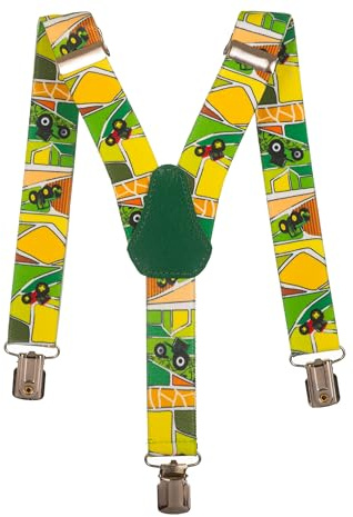 Olata Kinder Hosenträger mit Vielzahl von Mustern | Elastische Y-Hosenträger (1-5 Jahre) – 2,5 cm. Traktoren