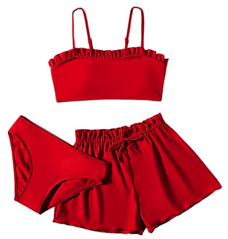 3 Stück Bikini Set Mädchen - Kinder Blumen Print Schwimmanzug Langarm Rash Guard Set Strandrock Stretch Swimsuit Kostüm SurfenBademode 8-12 Jahre Sommer Strand Schwimmen Kostüm 8-12 Jahre