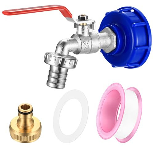 Grifo de Salida IBC Accesorios, Adaptador de Depósito IBC, Grifo de Depósito IBC 3/4 para Depósito IBC de 600/1000 l, Barril de Agua para Exterior Jardin Deposito Agua Lluvia Adaptador