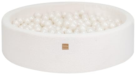 MEOWBABY Piscina di Palline per Bambini - Rotonda 120x120cm Piscine con 300 Palline, Boucle, Bianco: Bianco Perla