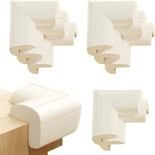 (8 Pack) Corner Protectors for Kids, Dekukar Upgraded Foam Soft Corner Guards Bumpers Baby Safety Furniture Table Sharp Corner Protection, Pre-Taped for Direct Use - White